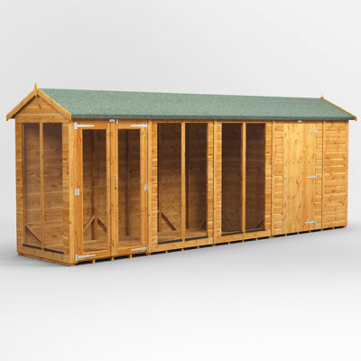 Powersheds 18 x 4ft Timber Tongue & Groove Apex Summerhouse Combi (includes 6ft Side Store)
