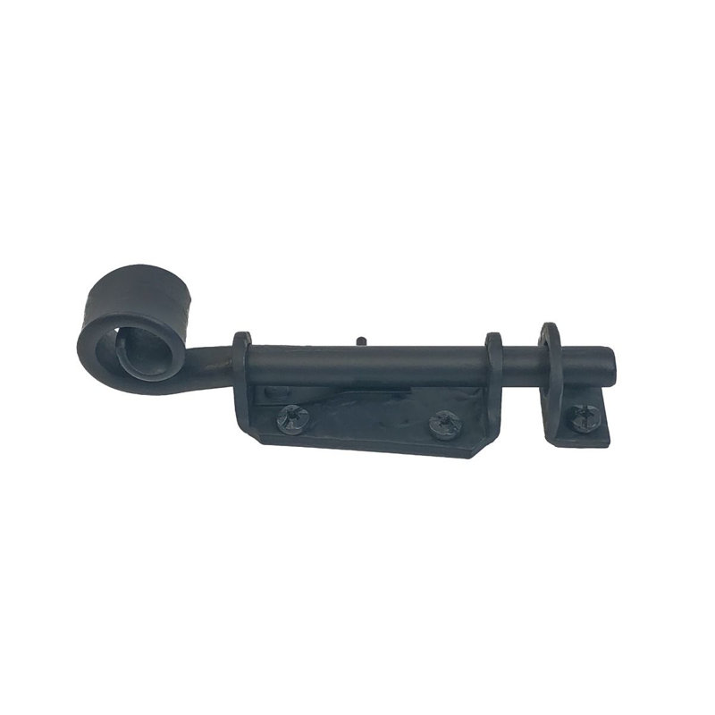 Matte Black Forged Iron Curled Surface Bolt