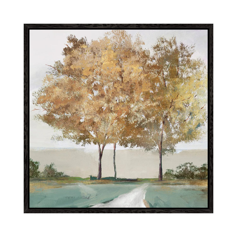 Golden Forest Shimmer by Isabelle Z - Painting on Canvas, Black Framed, 66.04 cm H x 66.04 cm W