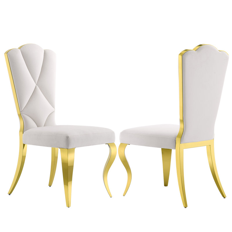 Chaise d'appoint Marcas, Or, Blanc