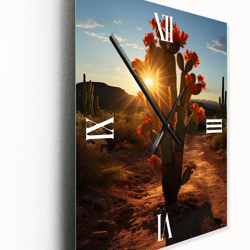 Désert du désert à l'aube - Horloge murale florale, H 28 po x l 12 po x P 1 po