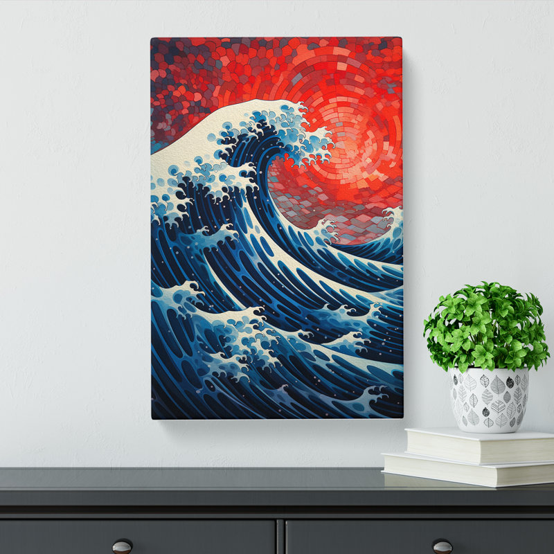 Wave Japanese Geometric Art No.3 - Wrapped Canvas, 76cm H x 50cm W x 3cm D