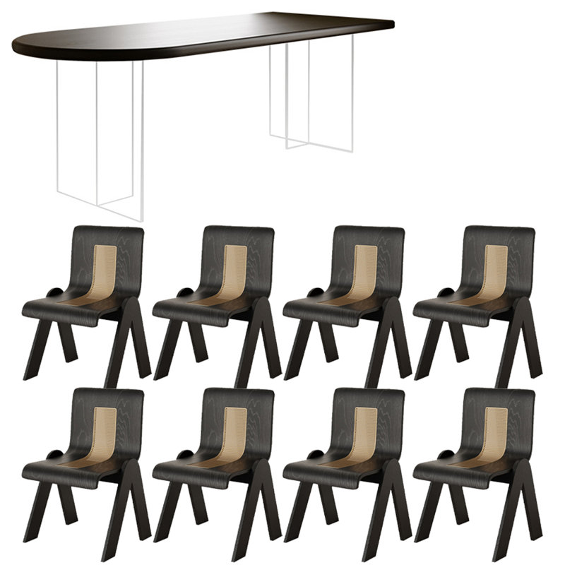 Ensemble de table à manger moderne simple en bois massif acrylique, H 29,5 po x L 78,7 po x l 31,4 po