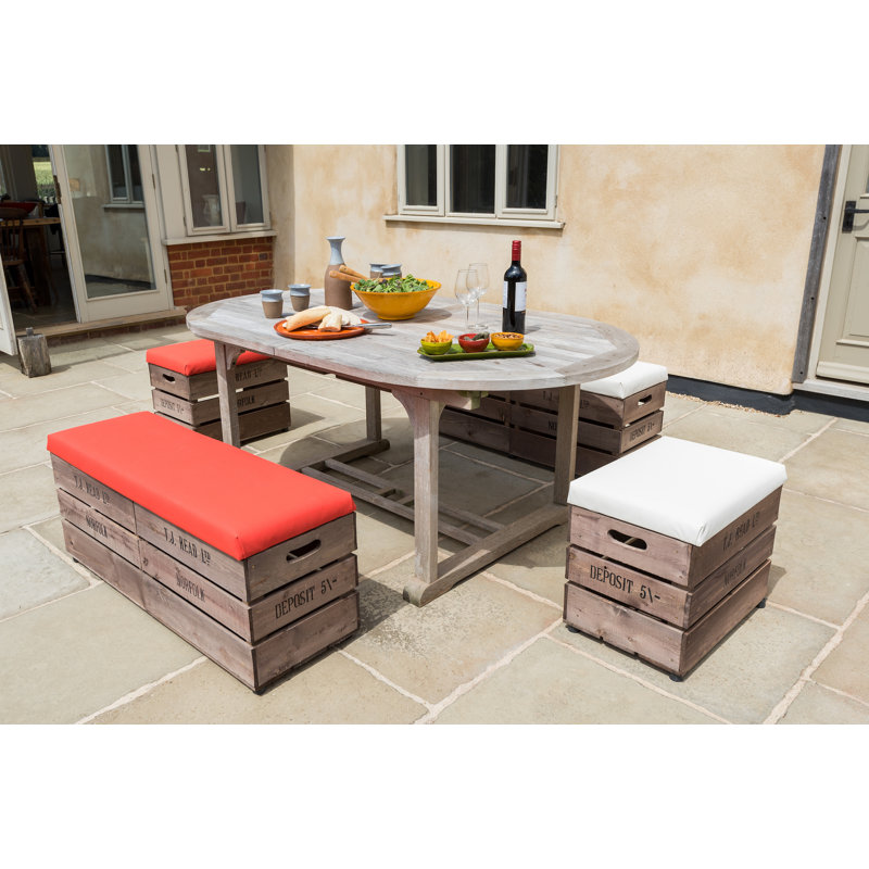Edington Upholstered Outdoor Ottoman, White