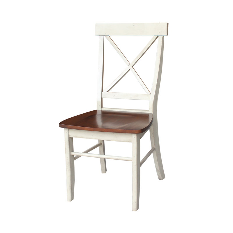 Bellmead Solid Wood Cross Back Side Chair, Hickory/Shell