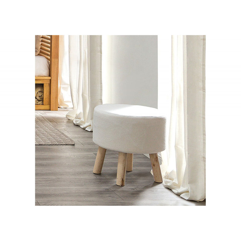 Ensemble de repose-pieds contemporain blanc / naturel avec pieds inclinés en bois (2 pièces)