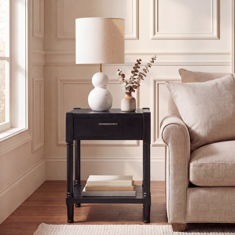 Table de bout avec rangement Theresa, Noir