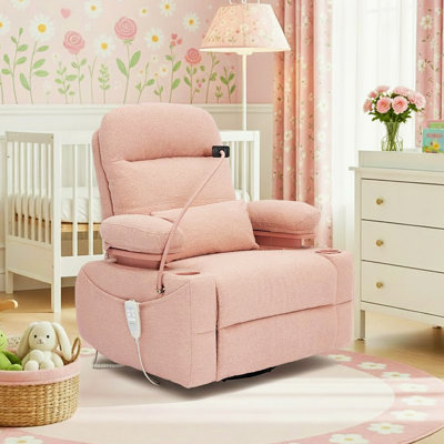  38.2" Power Swivel Nursery Glider With HugAssist Armrest,  Usb Charge & Baby-Safe (BPA-Free)