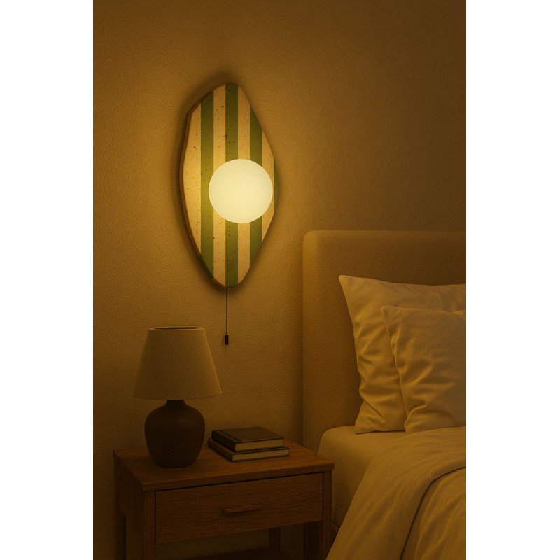 Lampe murale élégante avec corps en travertin, beige et blanc, 16,5 po x 4,0 po | Plaque de base de diamètre de 4 po x 1,2 po | Bouton marche / arrêt sur le câble, douille G9 (10 W maximum), parfait pour le décor du salon et de la chambre à coucher, indice de protection IP20