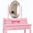 Pink Princess Vanity Desk Set with LED Light Mirror, 4 Drawers and Stool-801802205