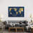 Indigo World Map by Carol Robinson - Print on Canvas-674652113-674652127