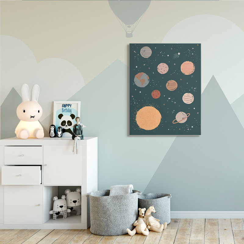 Système solaire Soleil Planètes Terre Étoiles filantes, Toile tendue, H 48 po x l 36 po x P 1,5 po