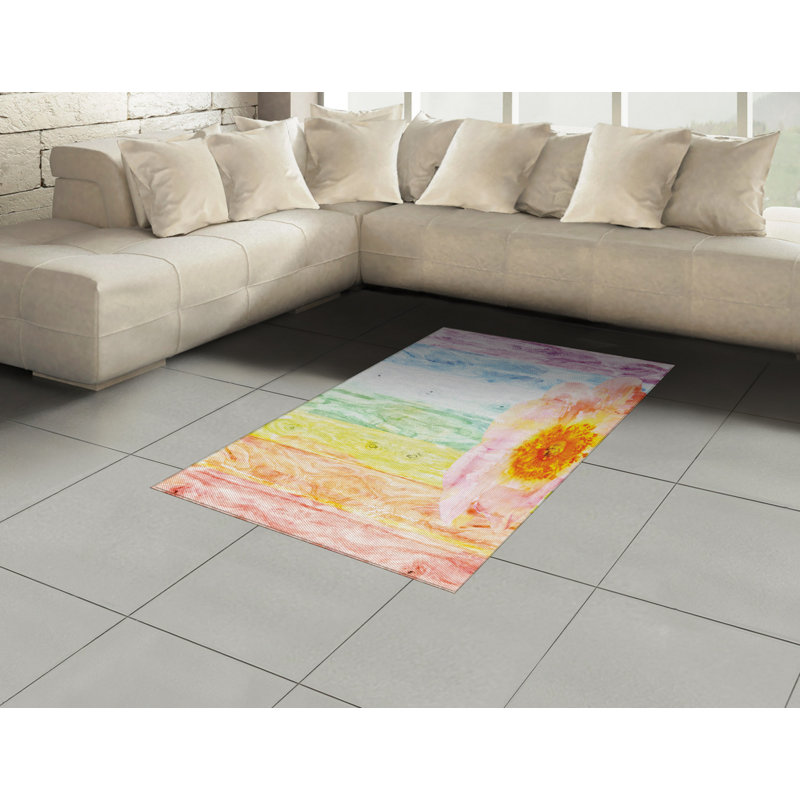 Wooden High Density Long Fiber Poly Threads Decorative Area Rug Carpet, Rectangle 4' x 5'8"