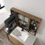 Armoire de toilette 41,4 po avec rangement, armoire à pharmacie murale avec porte miroir, tablettes réglables en verre