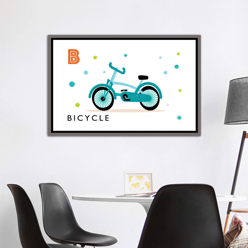 «B Is» pour vélo - impression, Pas de tapis, H 40 po x l 60 po x 1,5 po, Toile avec cadre gris