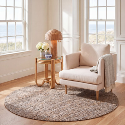 Tapis rayé beige en jute / coton tissé à la main Concord