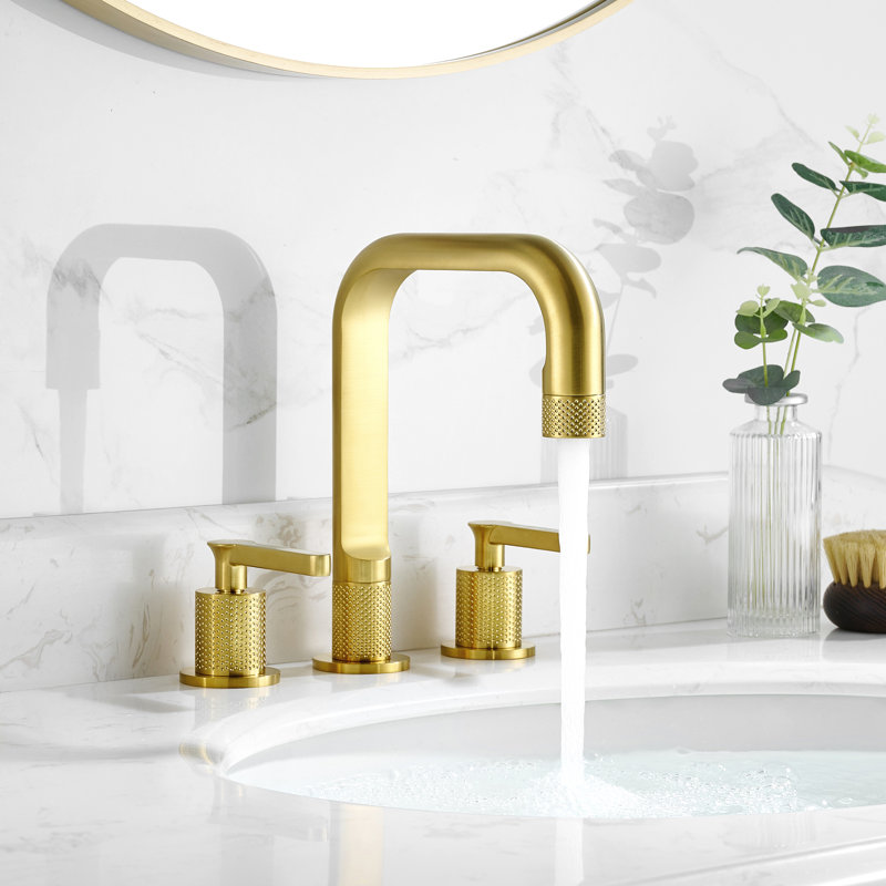 New York Widespread Bathroom Basin Sink Faucet, Brushed Gold