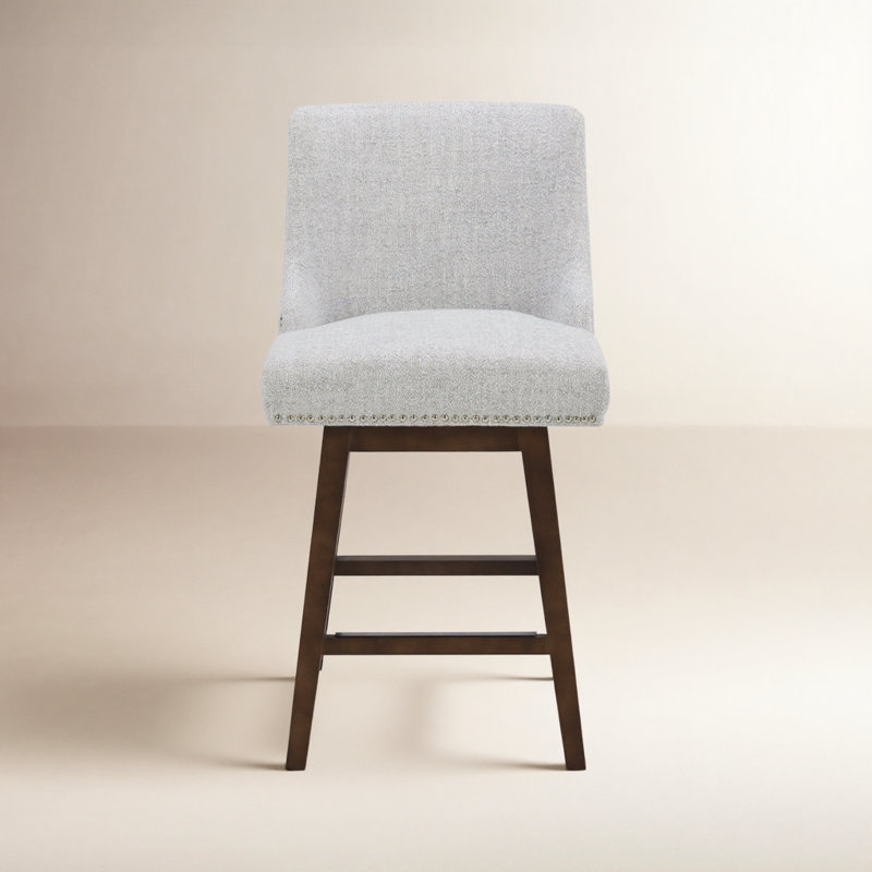 Orbay Swivel Upholstered Counter Stool, Gray Heathered