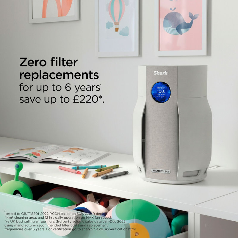 Shark BreatheClear with NeverChange6 Air Purifier HP162UK Dove