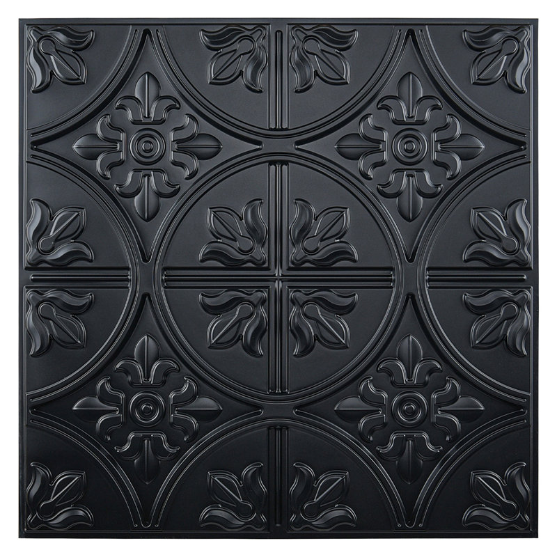 2 Ft. X 2 Ft. Glue-Up or Drop-in PVC Ceiling Tile,Waterproof PVC Panels for Interior Decor, Black