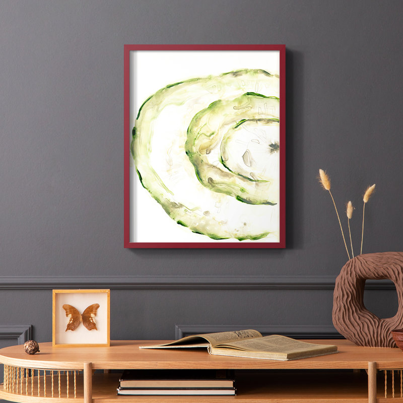 Lichen Halo V, reproduction encadrée en bois massif, H 10 po x l 8 po, Rouge