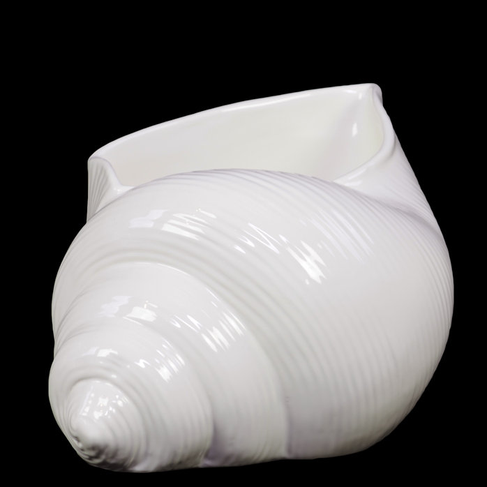 Conch en céramique coquillage lg côtes Rodas, H 6 po x l 7 po x P 7,5 po