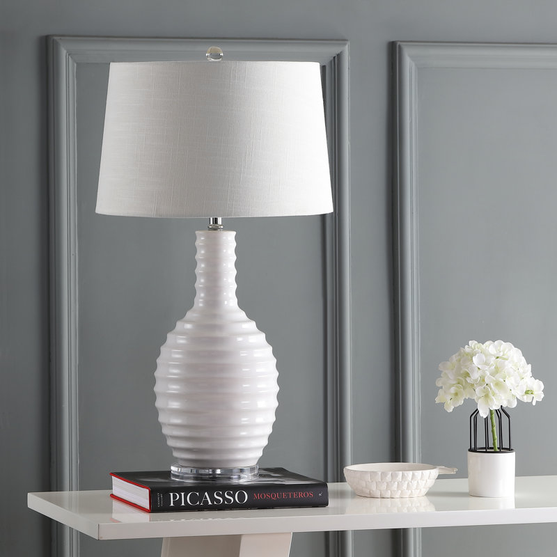 Lampe de table en céramique 30 po Stegman, Blanc