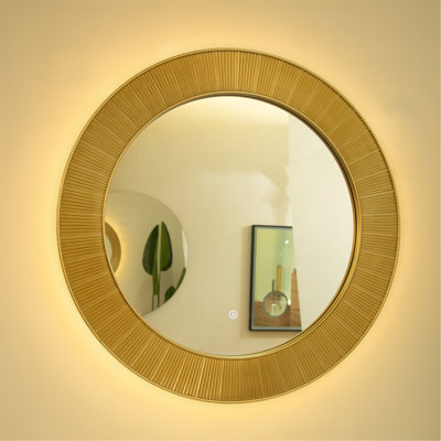 31'' Cyclis Mirror, Thick Frame Art Decorative Mirror, Three Color Temperatures Are Available, Suitable For Bathroom, Bedroom, Living Room, Corridor, Entryway, Etc.