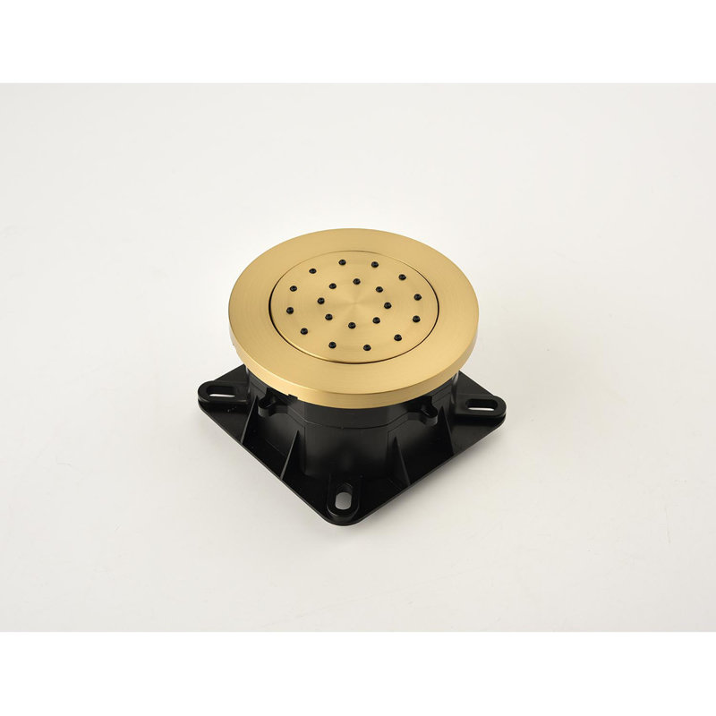 Système de douche combiné avec douchette, pomme de douche et bec de baignoire, Or brossé