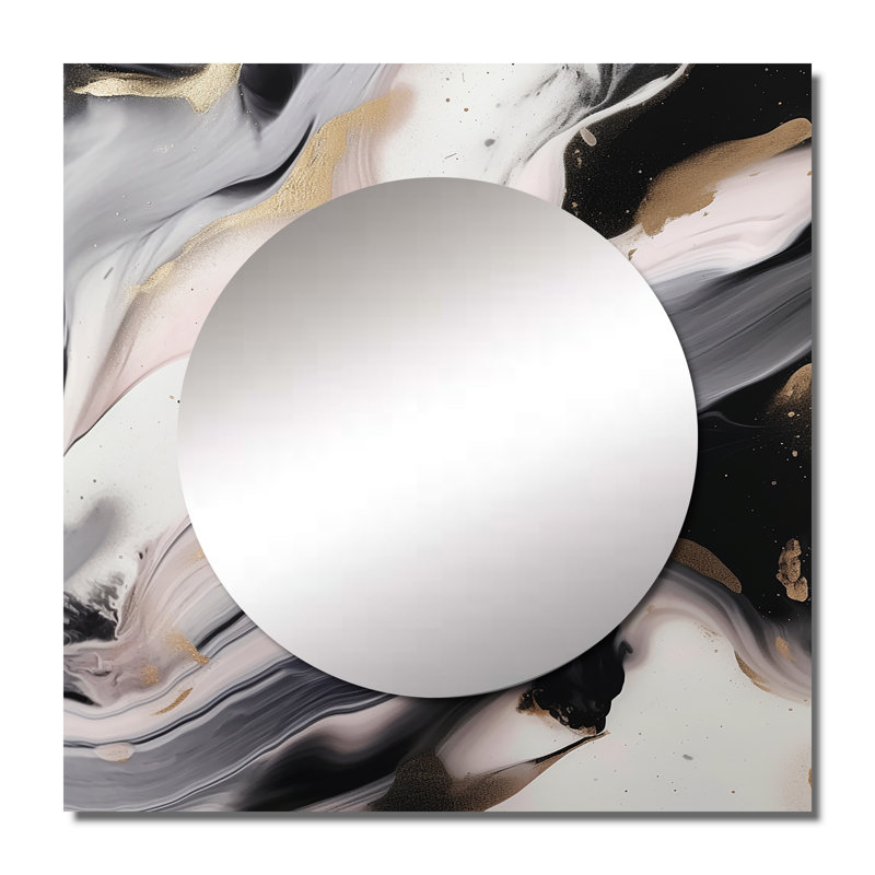 Gladus - Abstract Marble Square Mirror Wall Decor For Bedroom, 23" x 23"