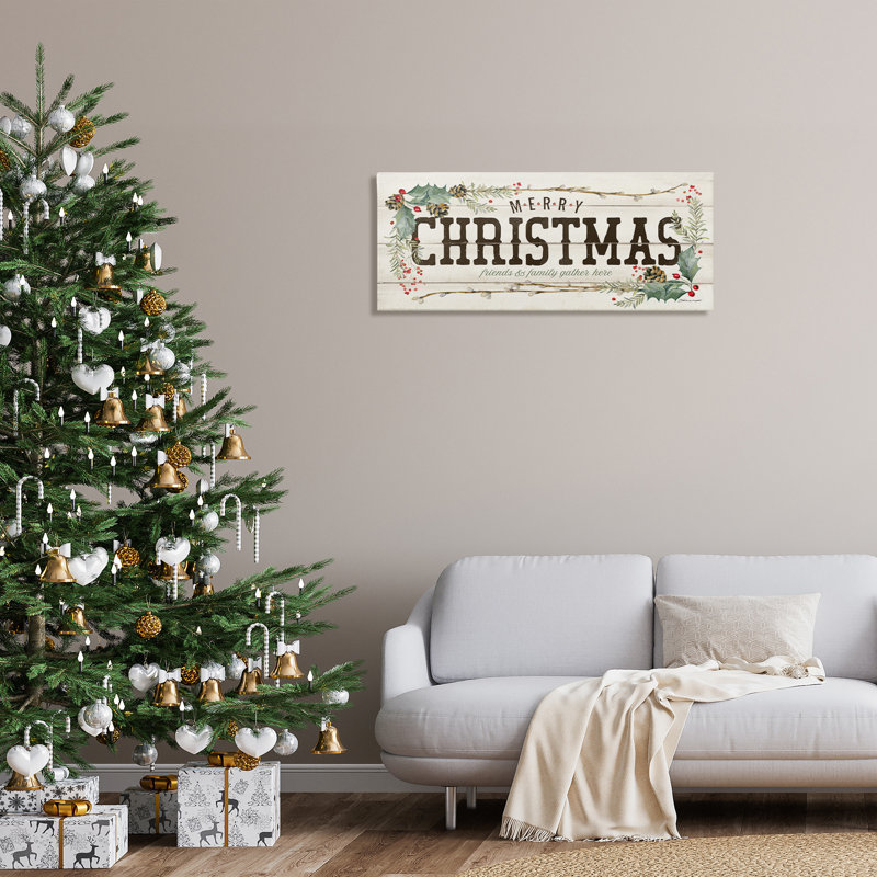 Panneau rustique «Merry Christmas Friends and Family», H 17 po x l 40 po x P 1,5 po