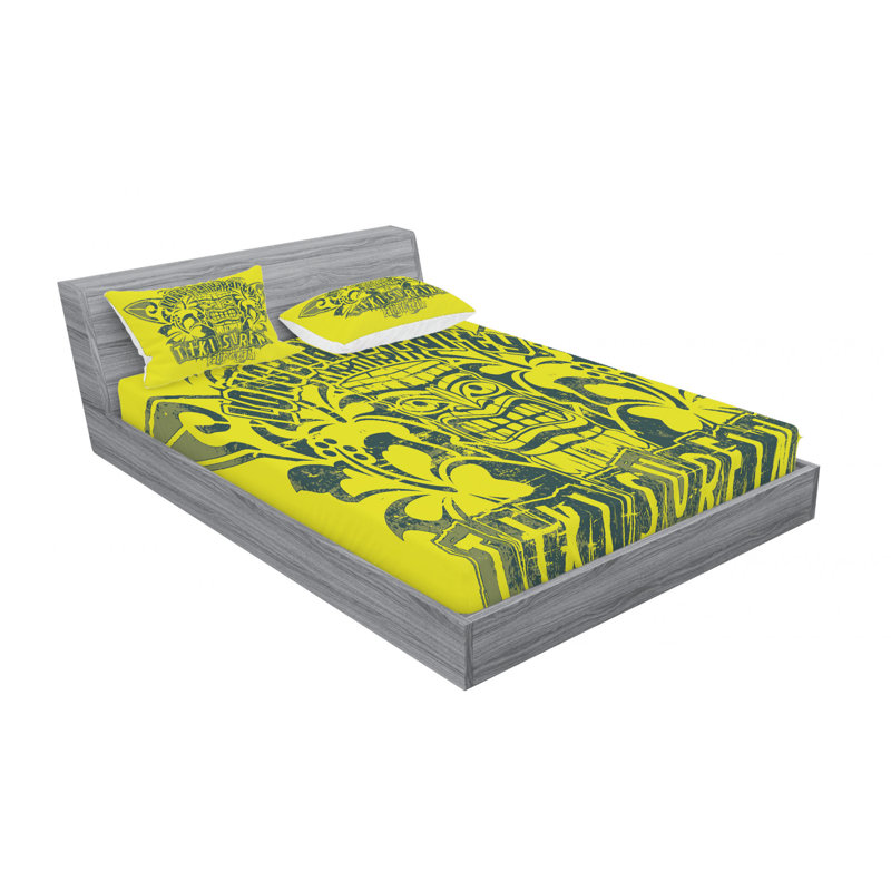 Ensemble de draps tiki surf team longboard py, Ensemble de drap pour grand lit avec drap-housse