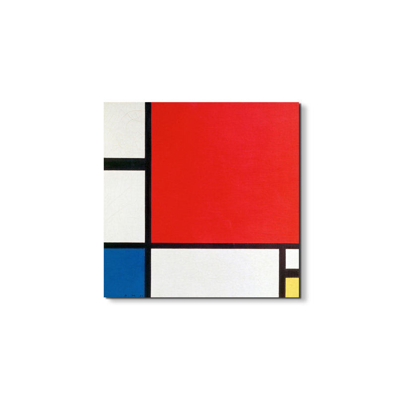 Composition II by Piet Mondrian 58x58 Cm Frameless Panel Lightweight Ready to Hang, EarthArt Plain