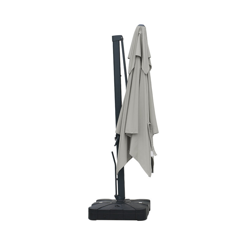 Parasol en porte-à-faux avec manivelle 118,11 po Kierson, contrepoids inclus, Gris