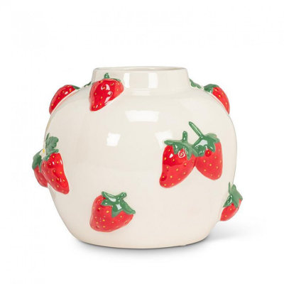 Large Round With Strawberries Vase