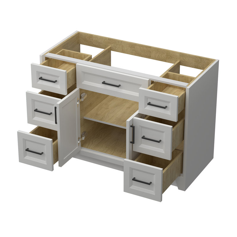 Rovel 48" Single Bathroom Vanity Cabinet with Solid Surface Top Sink Set in Light Gray