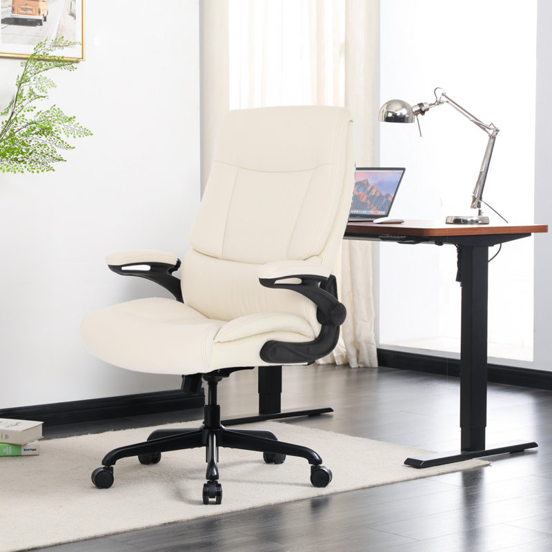 Fauteuil de direction ergonomique avec appui-tête Emmylia, Beige