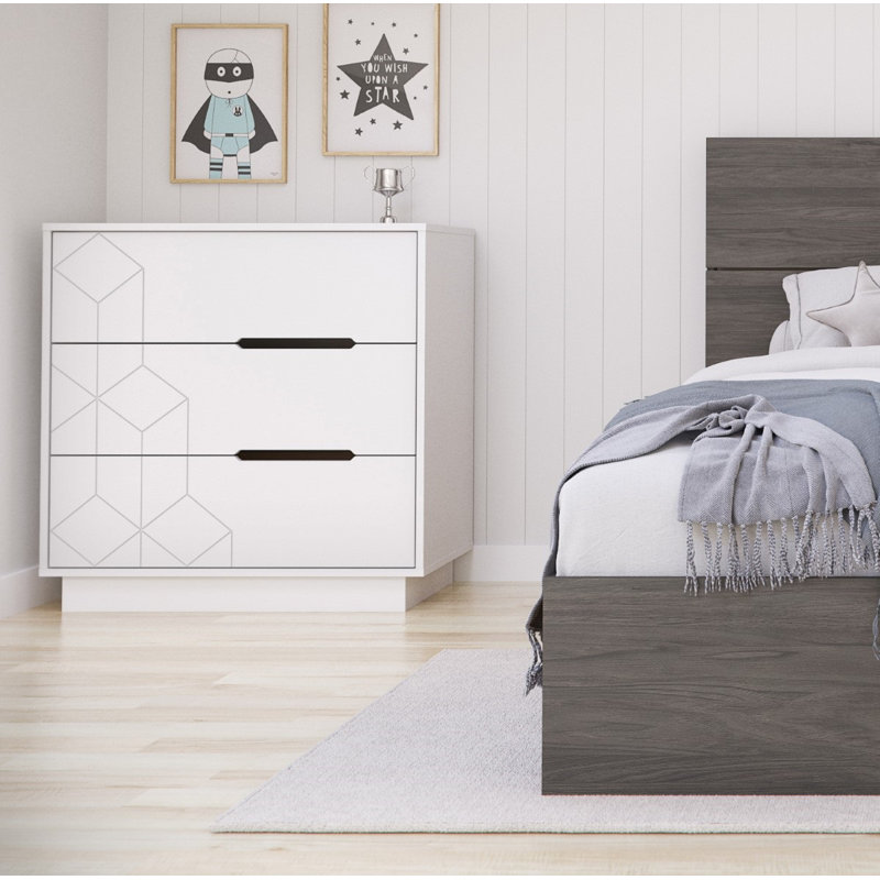 Commode 3 tiroirs 32,25 po Devunte, Blanc