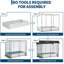 Lit de jardin surélevé galvanisé sans fond 8 pi x 4 pi x 1 pi avec cage à moustiquaire en filet, barres transversales renforcées, bords roulés lisses, boîte à fleurs en métal pour patio, fleurs, herbes, argent-454505354
