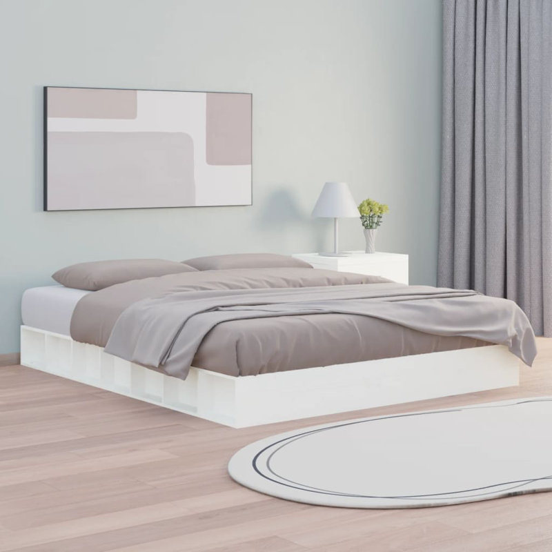Bed Frame Solid Wood, White, 168 x 202.5cm