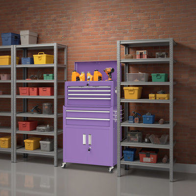 Coffre à outils 8 tiroirs, armoire à outils amovible en métal 2-en-1 avec roues verrouillables