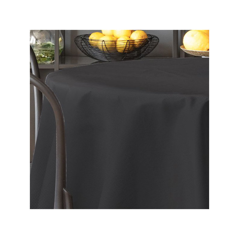 Faux Linen Solid Color Tablecloth, 279cm W x 259cm L, Anthracite