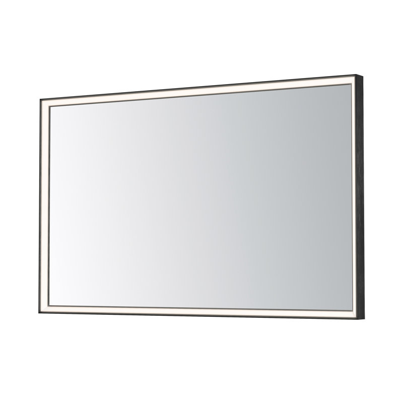 Miroir biseauté à DEL, 30 po x 48 po, Noir