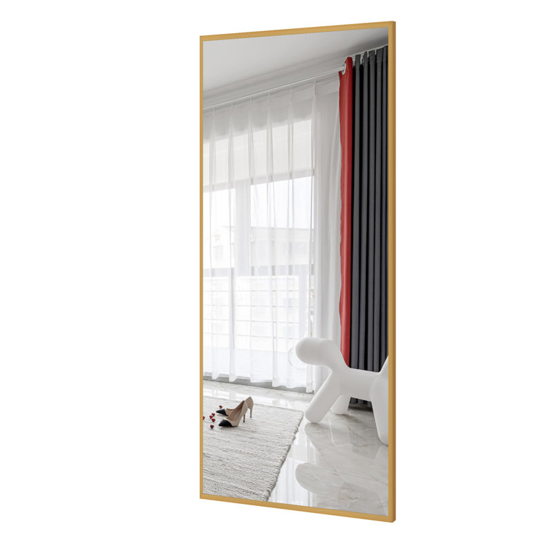 Talma Wood Flat Mirror, 47" H x 21" W, Gold
