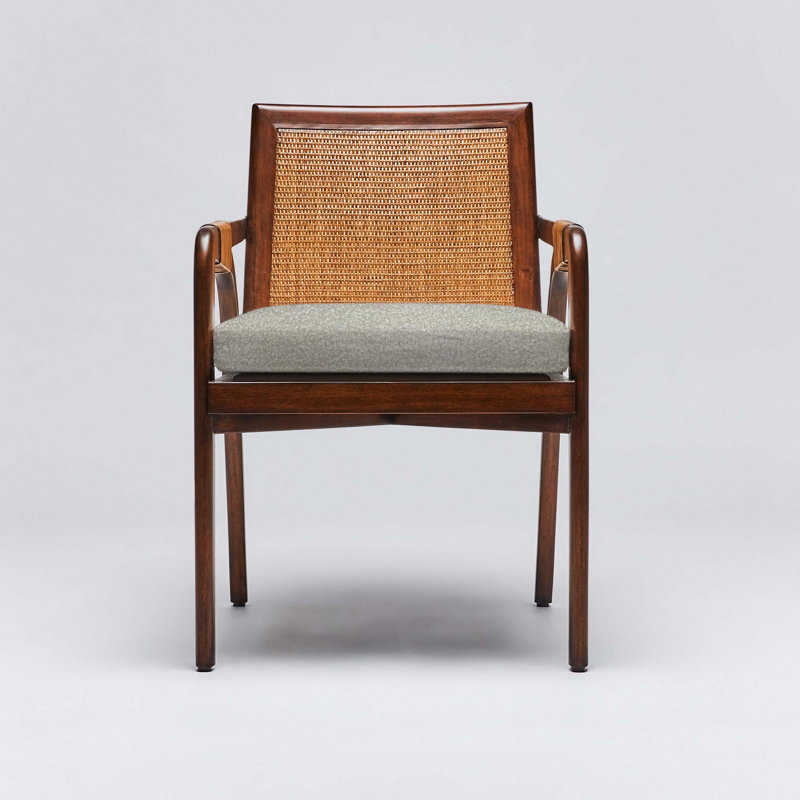 Delray 19'' H Upholstered Mahogany Armchair, Chestnut, Pebble Chenille