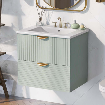 Meuble-lavabo mural moderne à 2 tiroirs