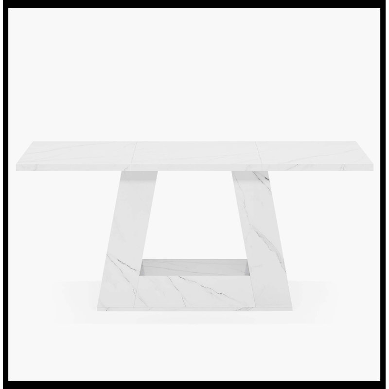 Bureau d'ordinateur en bois 63 po, bureau de direction en faux marbre, Blanc