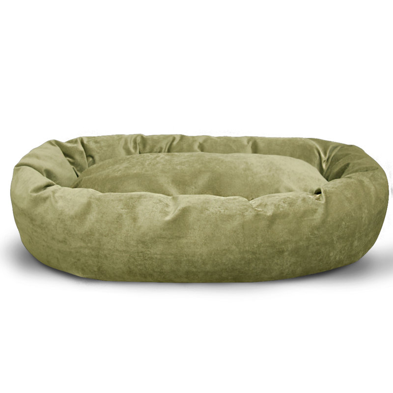 Lit pour chien avec traversin en suède, Grand ( l 40 po x P 29 po x H 9 po), Oui, Vert pomme