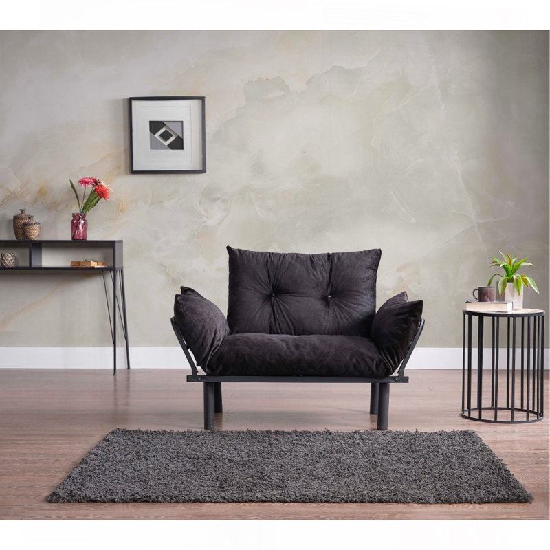 Ewald Upholstered 49'' Sofa, Black Chenille