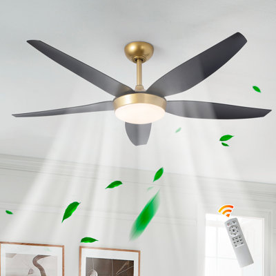 132cm 5 - Blade Reversible Ceiling Fan With LED Light and Remote Control